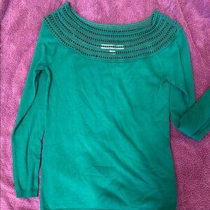 Boston Proper Green Crew Neck Sweater